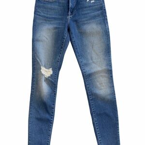 Frame Denim Blue Distressed Skinny Jeans